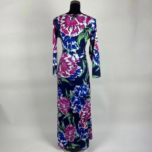 Multicolor Long Sleeve Floral Print Women’s Maxi Dress - Picture 4 of 4